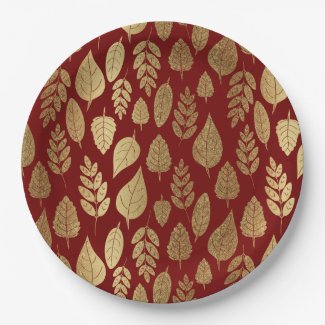 Gold and Red Leaf Pattern