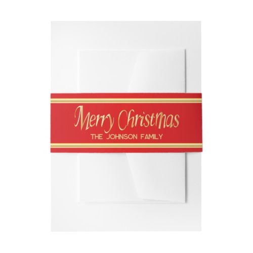 Gold and Red Merry Christmas Invitation Belly Band