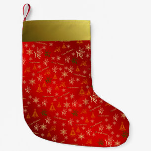 gold and red merry christmas stocking
