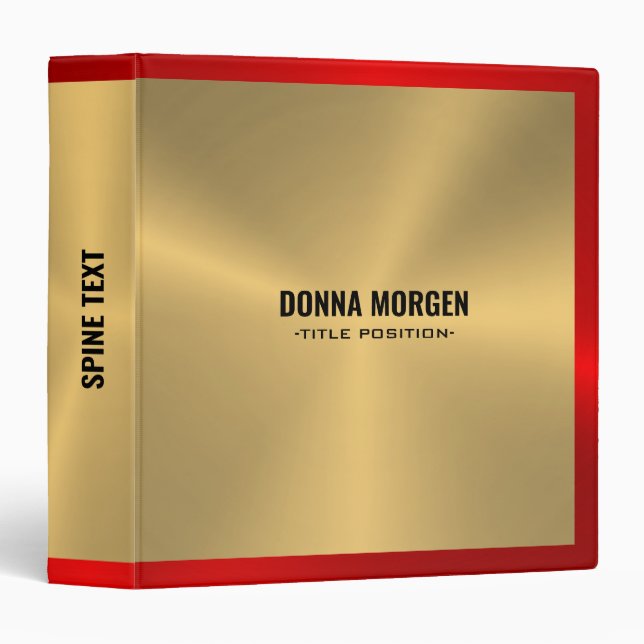 Gold and red metallic texture 3 ring binder (Front/Spine)