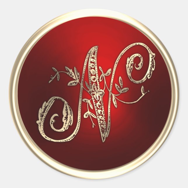 Gold and Red Monogram N Envelope Seal (Front)
