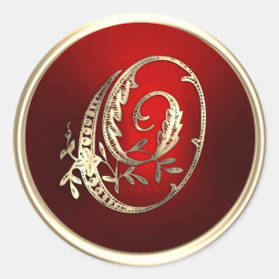 Gold and Red Monogram O Envelope Seal