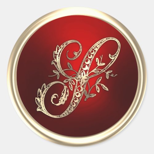 Gold and Red Monogram S Envelope Seal