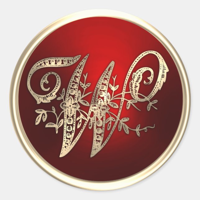 Gold and Red Monogram W Envelope Seal (Front)