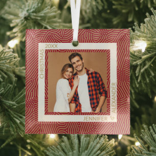 Gold and Red Photo Glass Ornament