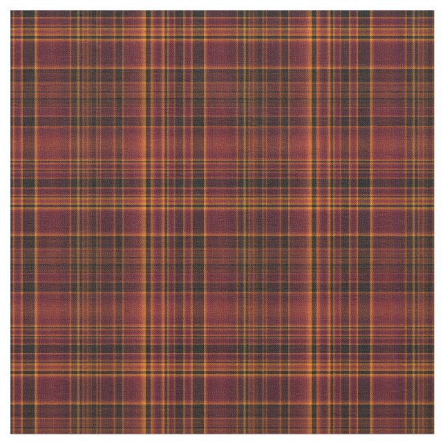 Gold and Red Plaid Fabric Fall Colors Pattern (Close Up)