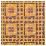 Gold and Red Repeat Mexican Tile Pattern Fabric