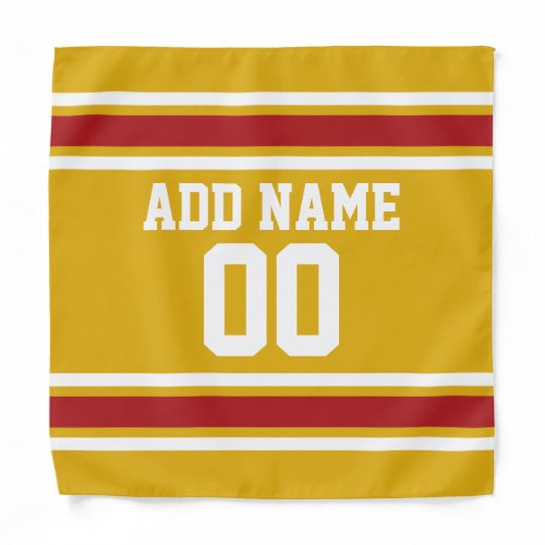 Gold and Red Sports Jersey Custom Name Number Bandana