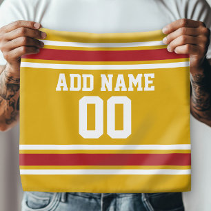 Gold and Red Sports Jersey Custom Name Number Bandana