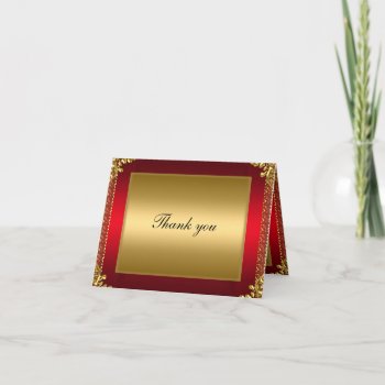 Gold And Red Thank You Card Add Your Own Text by invitesnow at Zazzle