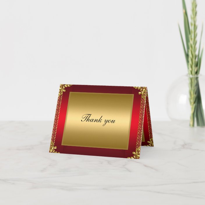 Gold and Red Thank you Card Add your own text | Zazzle.com