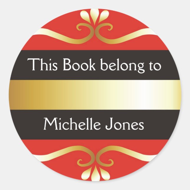 Gold And Red This Book Belongs To Bookplates (Front)