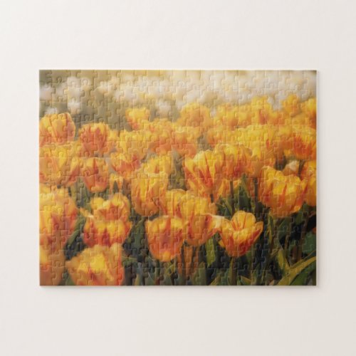 Gold and Red Tulip Flowers Art Puzzle