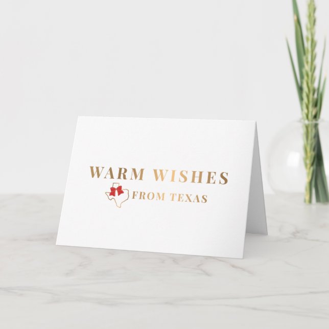 Gold and Red Warm Wishes From Texas Card (Front)