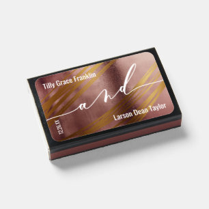 Gold and Rose Gold Background with Elegant "And" Matchboxes