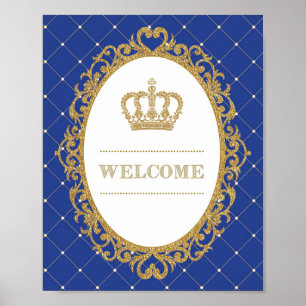 Gold and Royal Blue Baby Prince King Welcome Sign