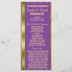 Gold and Royal Purple Wedding Custom Program