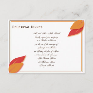 Gold and Rust Fall Leaf Rehearsal Dinner Invitation