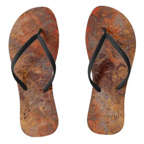 Gold and Rust Marble Abstract Flip Flops