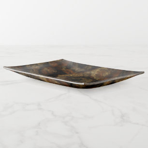 Gold and Rust Marble Abstract Trinket Tray