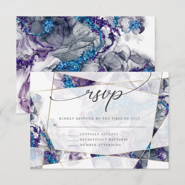 Gold and Sage Green Watercolor   RSVP Card (Front/Back)