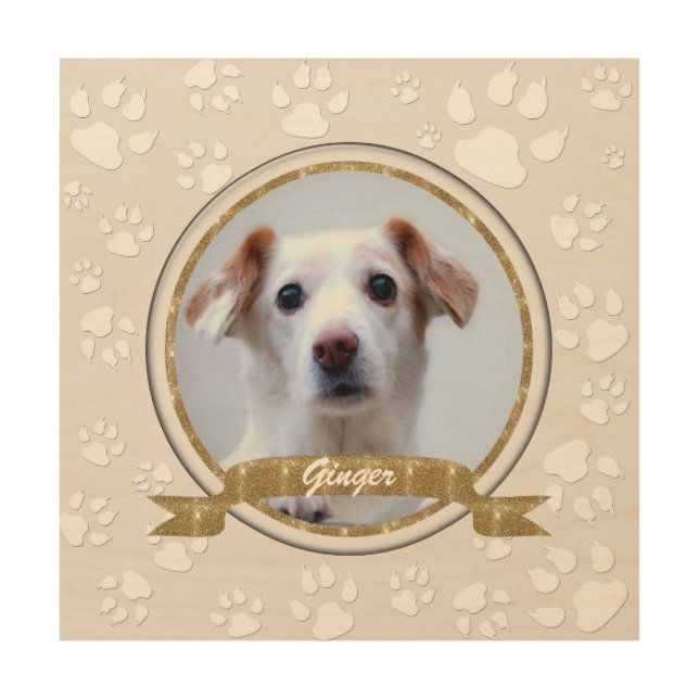 Gold and Sand Pet Memorial Wood Wall Art (Front)