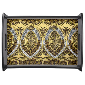gold and silver abstract print serving tray