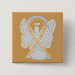 Gold and Silver Angel Awareness Ribbon Button Pins