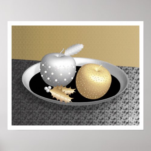 Gold and Silver Apples on a Silver Platter Poster