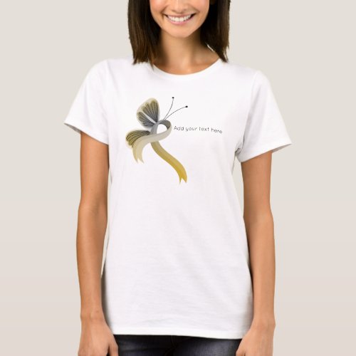 Gold and Silver Awareness Ribbon Butterfly T_Shirt