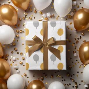 Gold and silver ballons Happy New Year Wrapping Paper