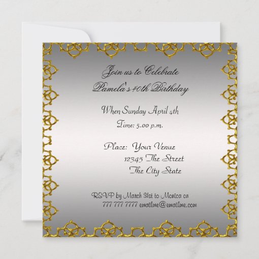 Gold and Silver Birthday Party Invitation | Zazzle