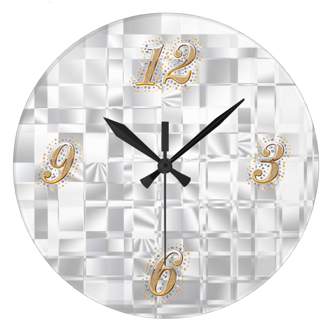 Gold and Silver Bling Wall Clock Zazzle