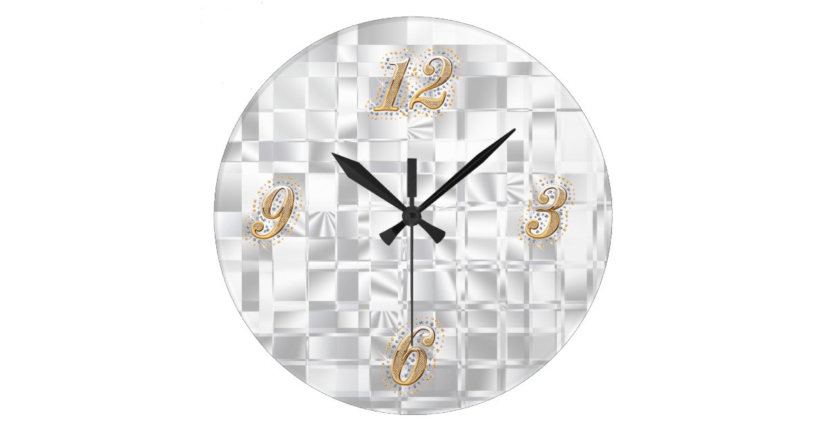 Gold and Silver Bling Wall Clock | Zazzle