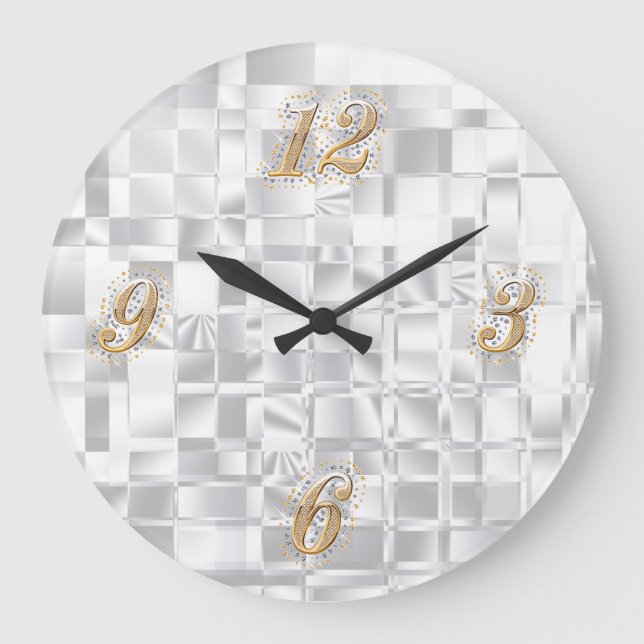 Gold and Silver Bling Wall Clock (Front)