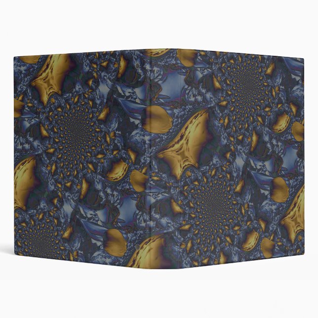 Gold and Silver Blue Molten Metal 3 Ring Binder (Background)