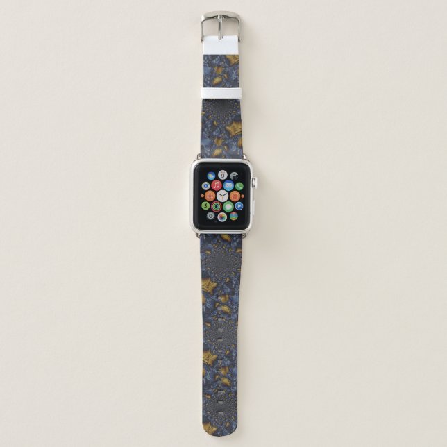 Gold and Silver Blue Molten Metal Apple Watch Band (Front)