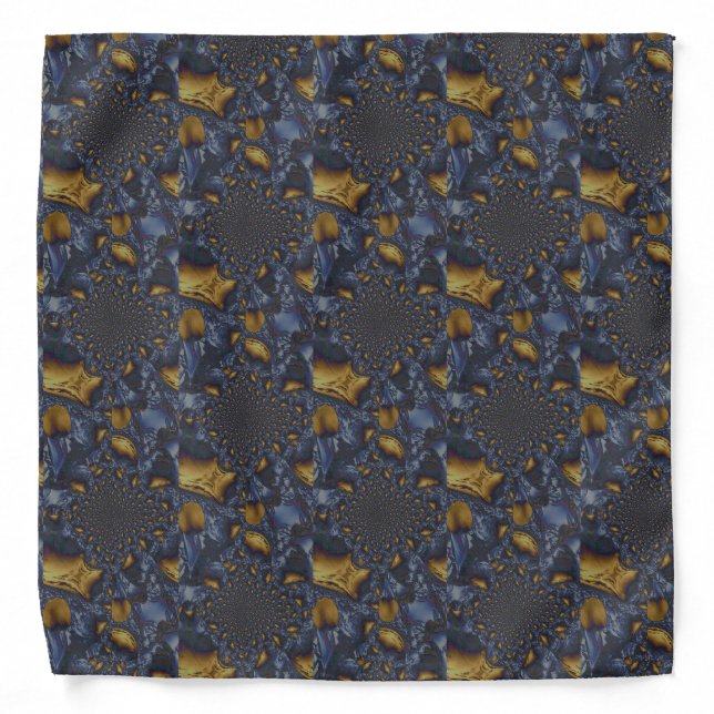 Gold and Silver Blue Molten Metal Bandana (Front)
