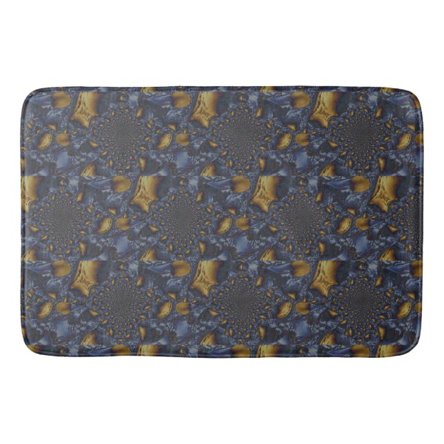 Gold and Silver Blue Molten Metal Bath Mat (Front)