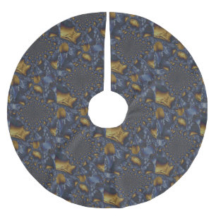 Gold and Silver Blue Molten Metal Brushed Polyester Tree Skirt