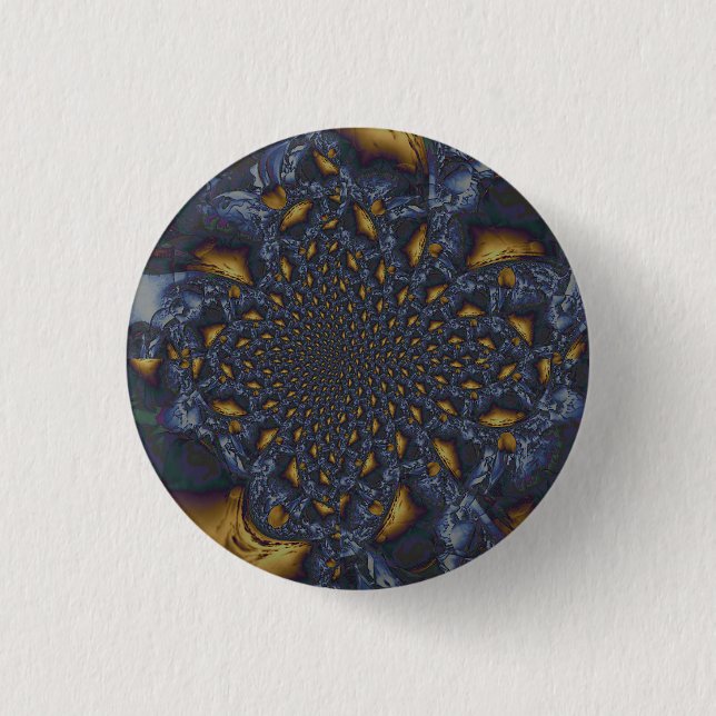 Gold and Silver Blue Molten Metal Button (Front)