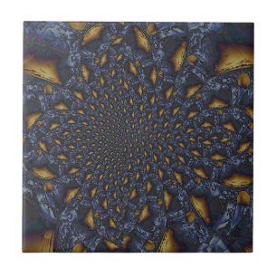 Gold and Silver Blue Molten Metal Ceramic Tile