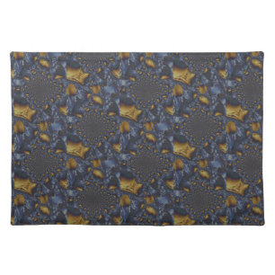 Gold and Silver Blue Molten Metal Cloth Placemat