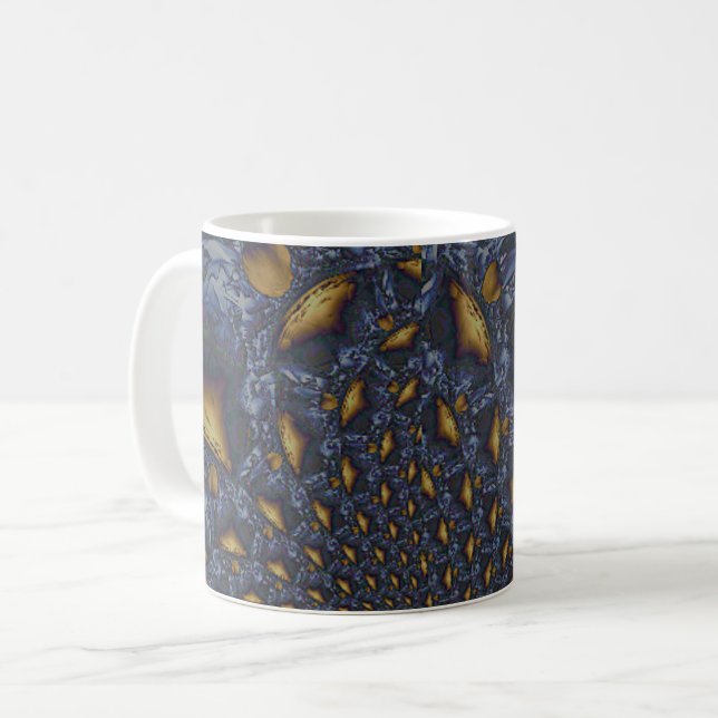 Gold and Silver Blue Molten Metal Coffee Mug (Front Left)