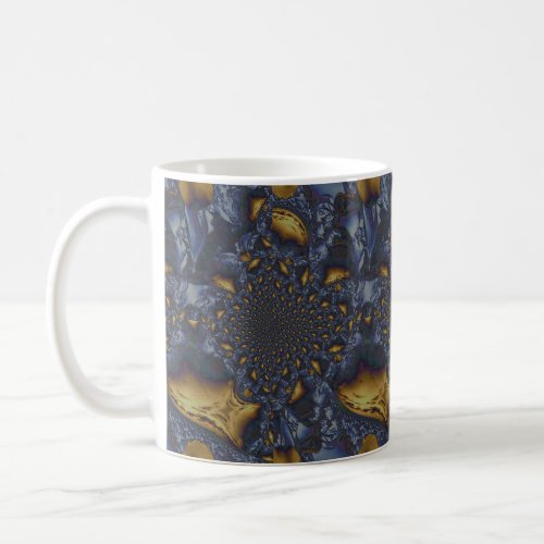 Gold and Silver Blue Molten Metal Coffee Mug