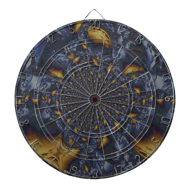 Gold and Silver Blue Molten Metal Dart Board (Front)