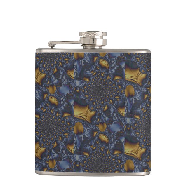Gold and Silver Blue Molten Metal Flask (Front)