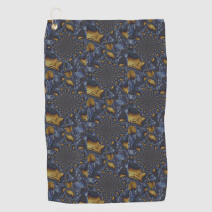 Gold and Silver Blue Molten Metal Golf Towel
