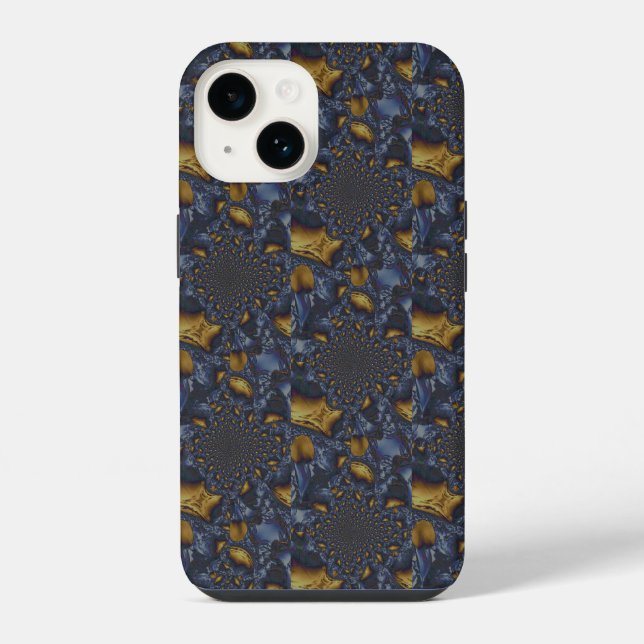 Gold and Silver Blue Molten Metal iPhone Case (Back)