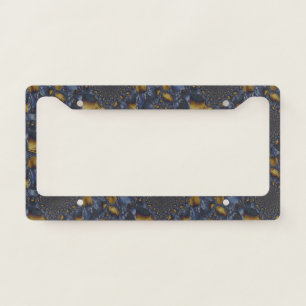 Gold and Silver Blue Molten Metal License Plate Frame